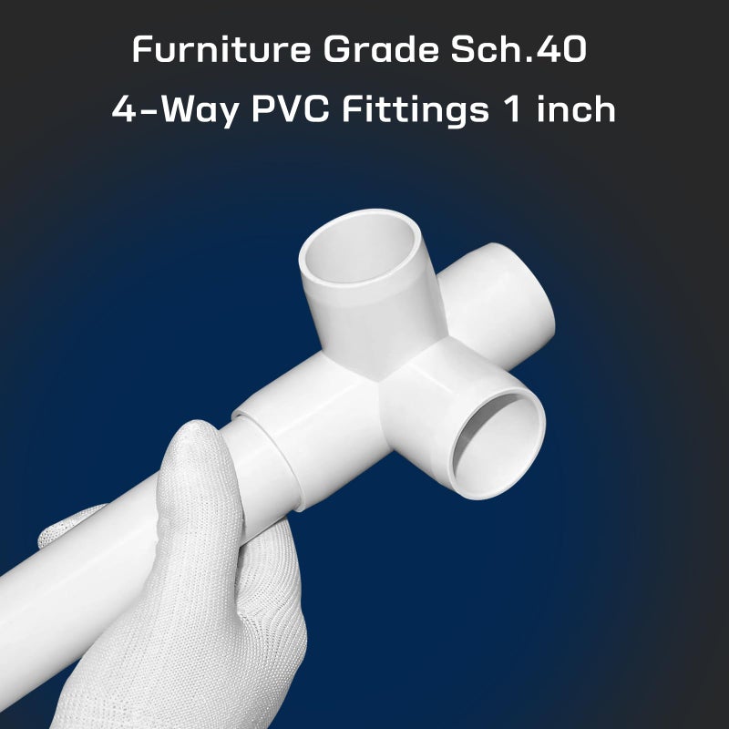 letsFix 1" PVC Fittings 4 Way (10-Pack) Furniture Grade, Elbow Connector, Heavy Duty for DIY Furniture, Frames, UV Resistant - Compatible with 1" Schedule 40 PVC Pipesâ€Œ - Image 5